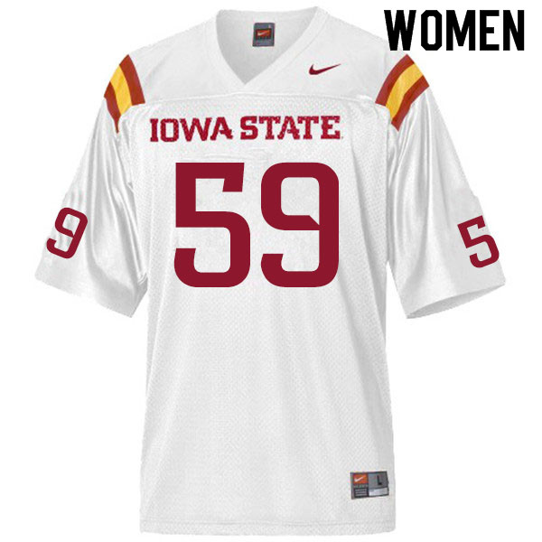 Iowa State Cyclones Women's #59 Jack Hester Nike NCAA Authentic White College Stitched Football Jersey WF42H34BY